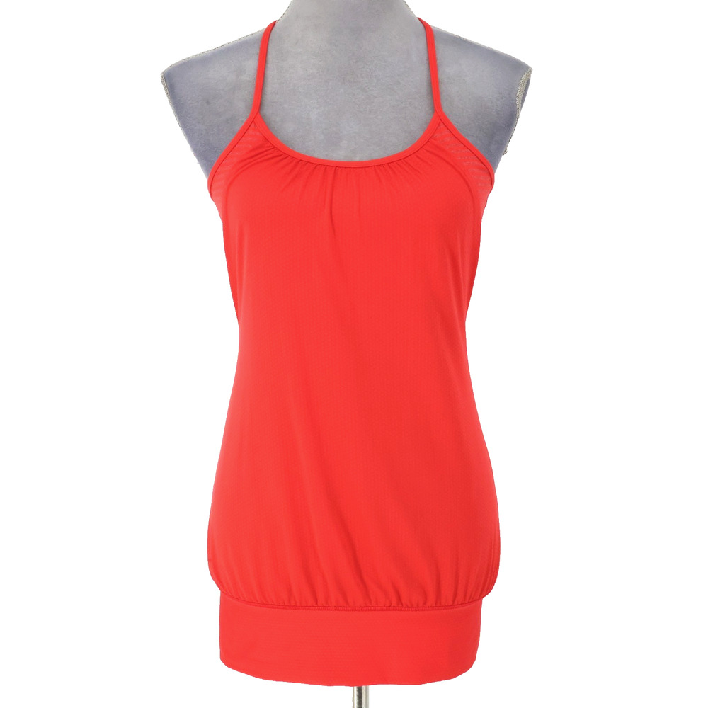 Lululemon Racerback Top Womens 2 Red Orange Sports Bra Stretch Knit Tank